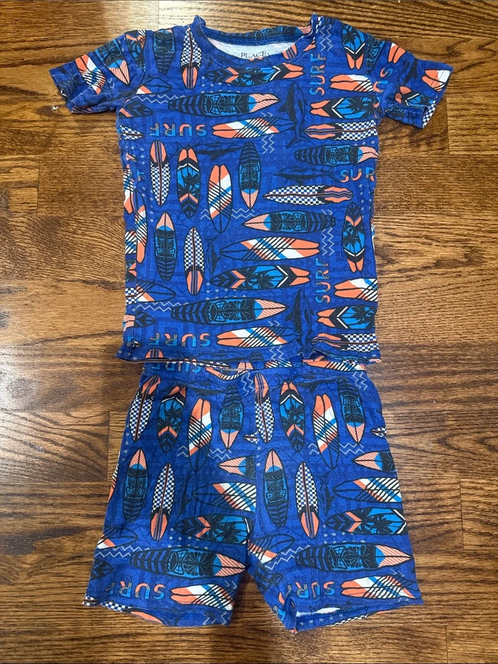The Children's Place Blue and Orange Surfboard Pajama Set
